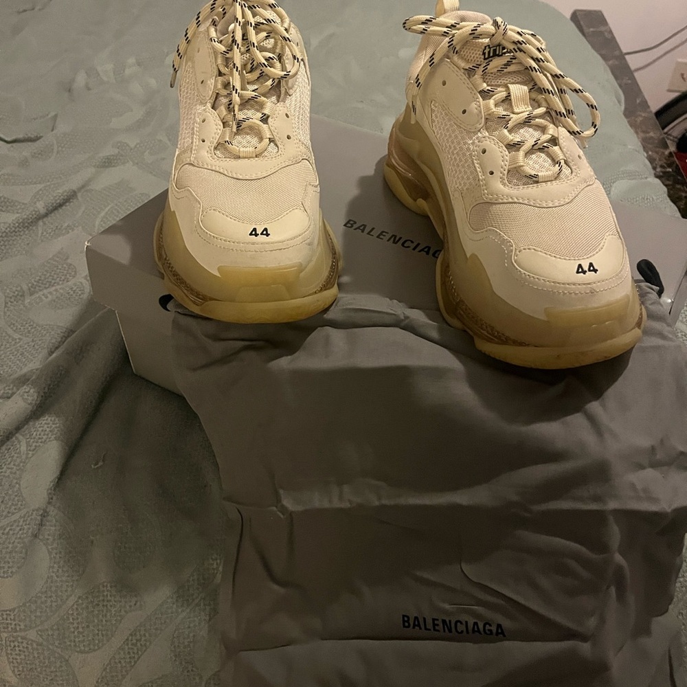 Balenciaga Triple S Cream and Yellow-Tan Sneakers - Picture 2 of 6